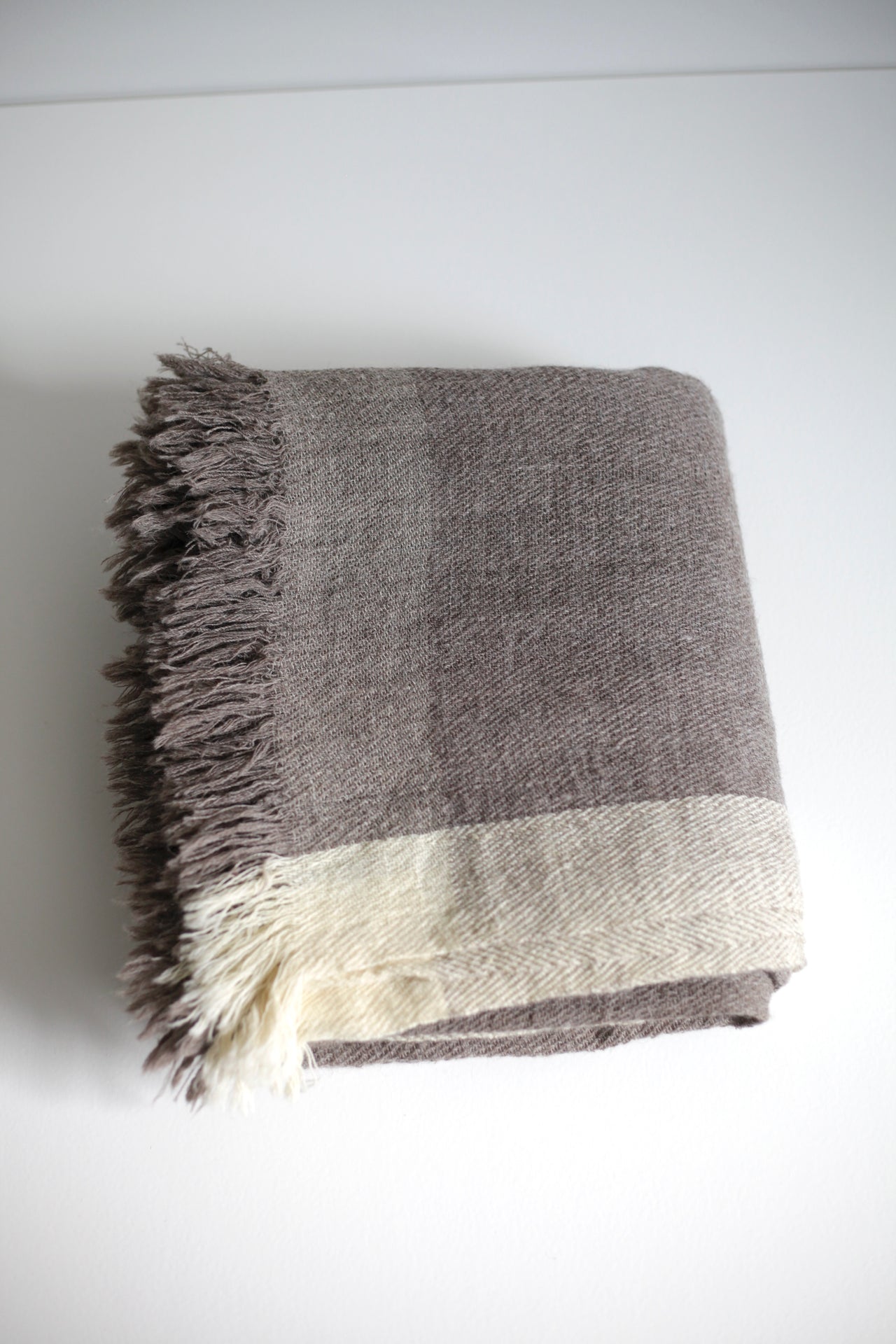 Wide Border Wool Throw Blanket