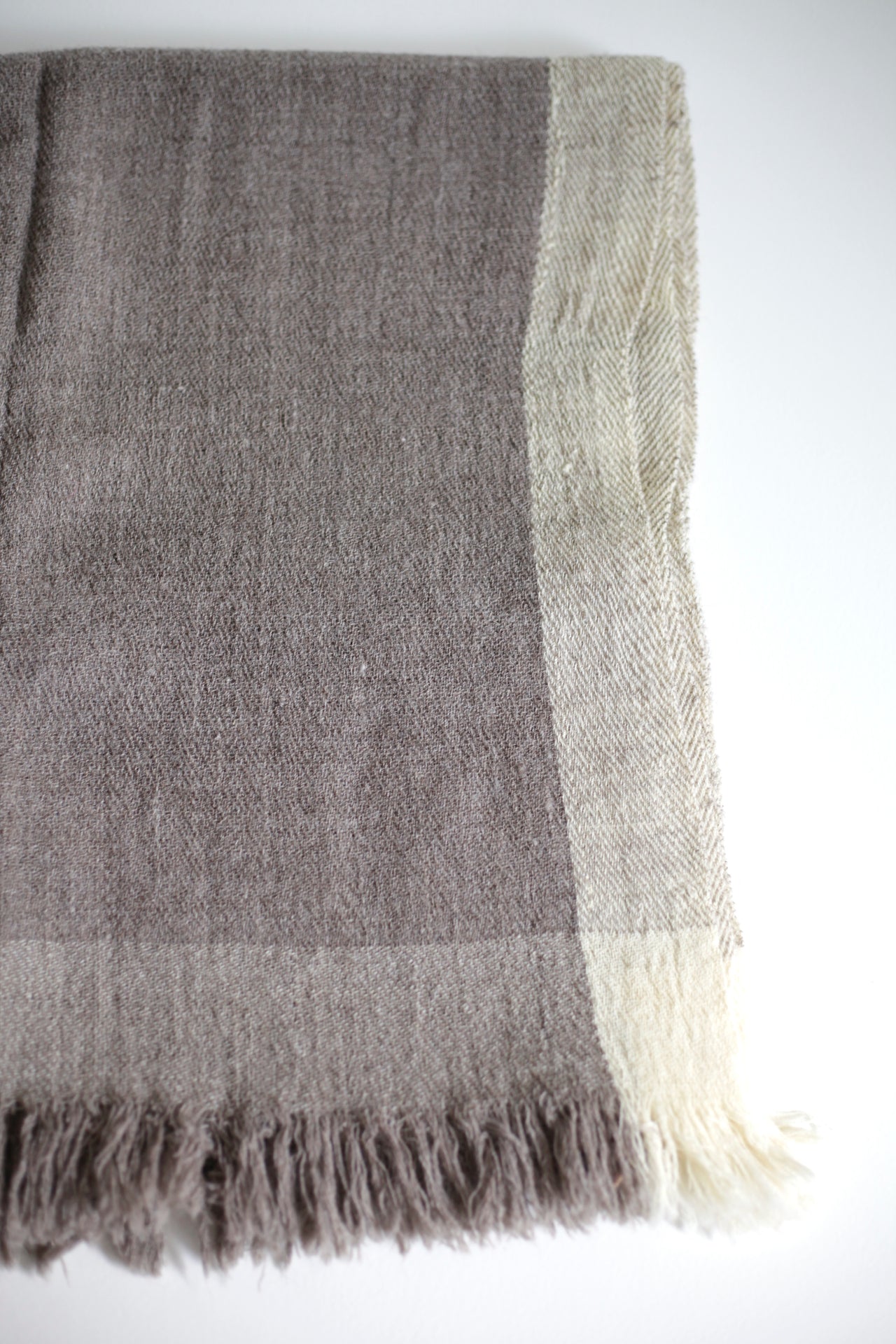 Wide Border Wool Throw Blanket