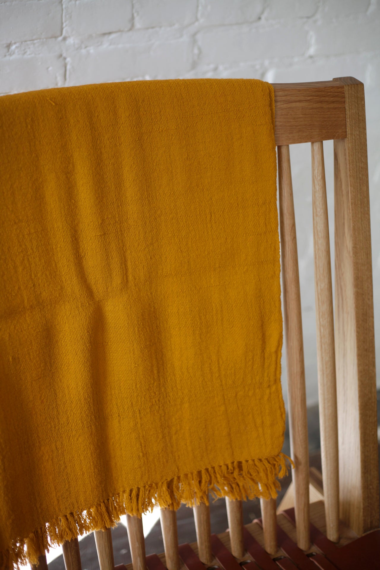 Rustic Wool Fringe Throw Blanket