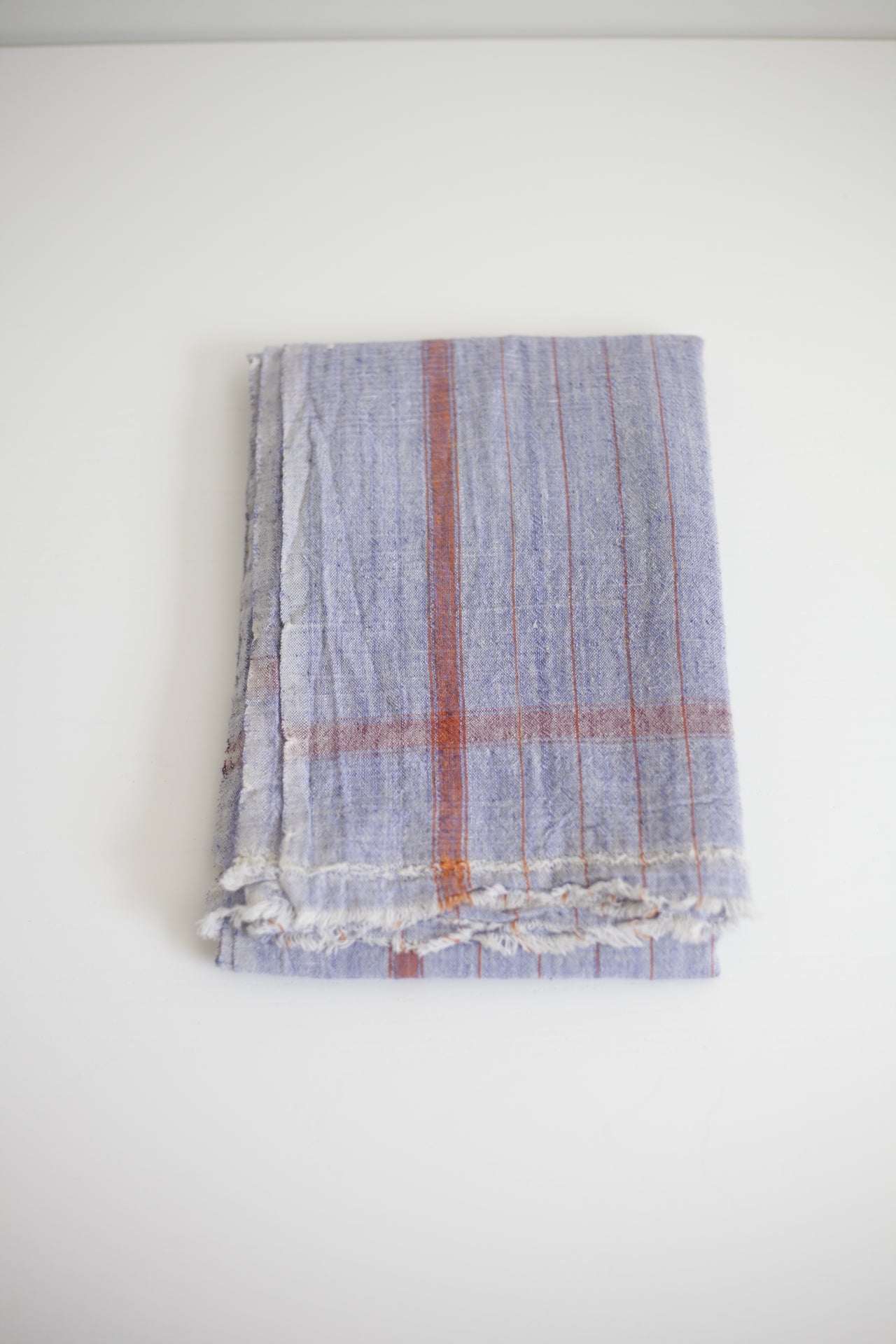 Indian Khadi Textile Blue Pinstripe