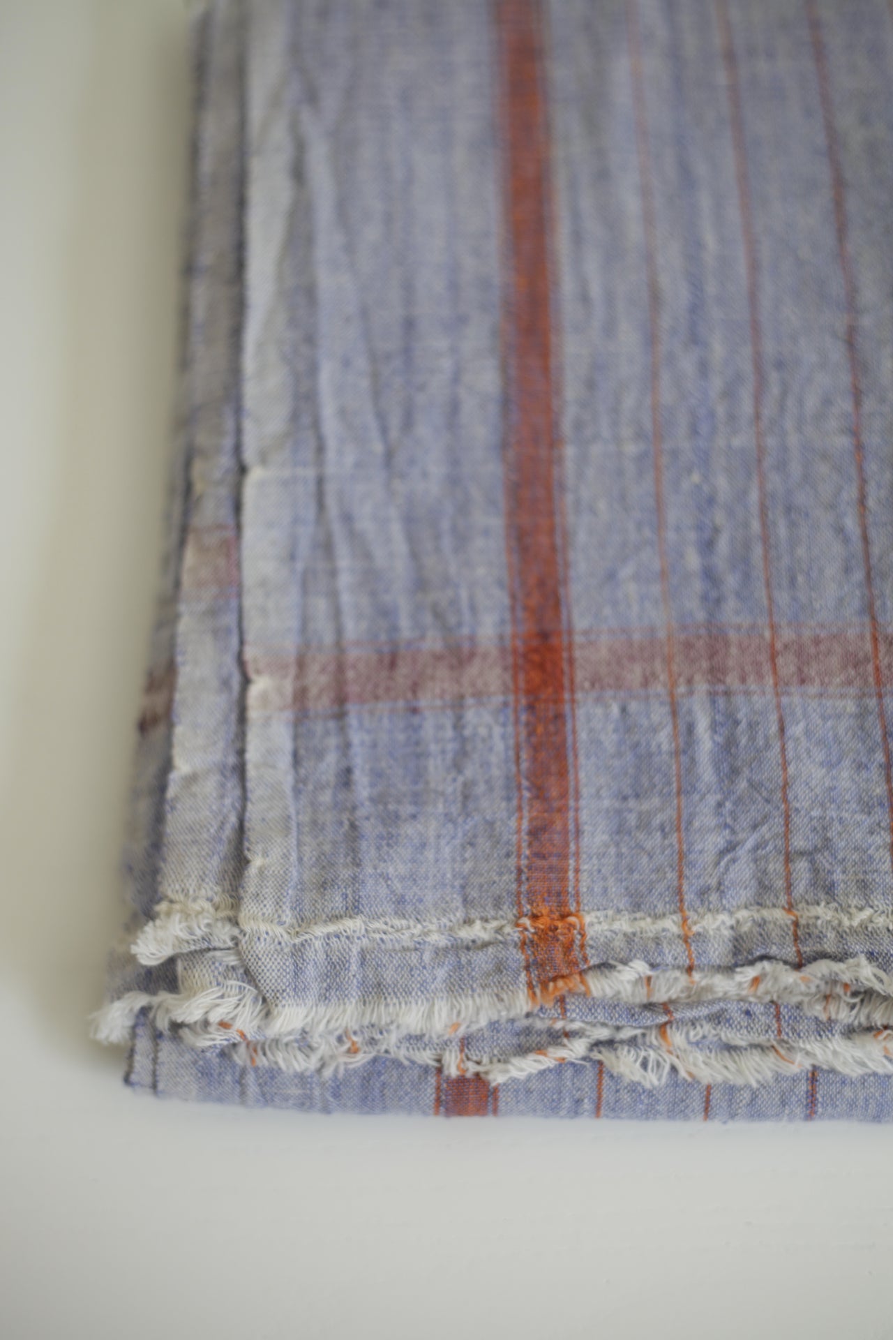 Indian Khadi Textile Blue Pinstripe