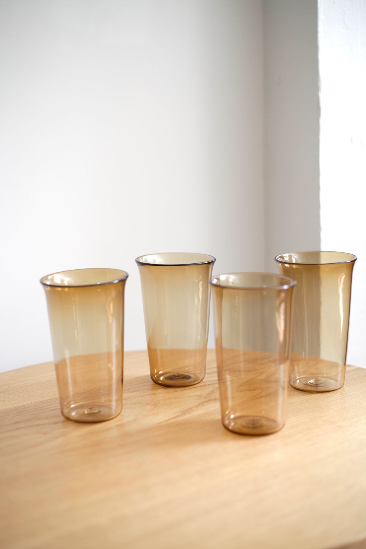 Handblown Beer Glass Walnut Set of Four