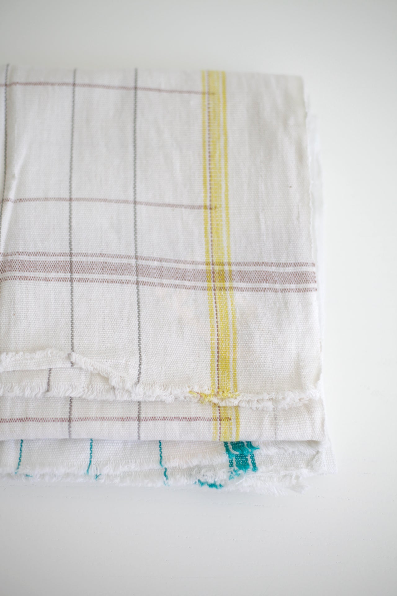 Indian Khadi Textile Bright Grid