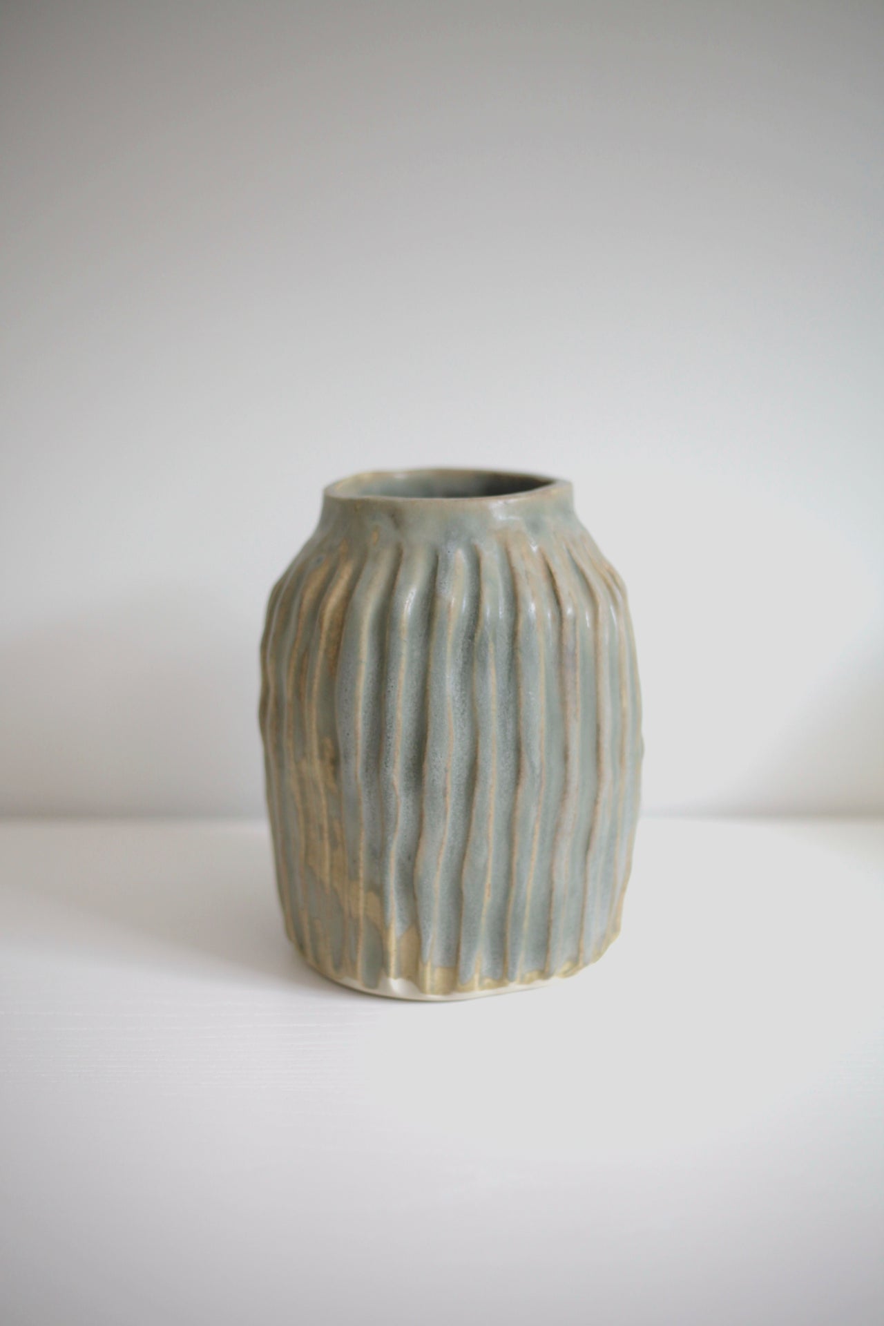 Anemone Ceramics Corrugated Vase Kelp