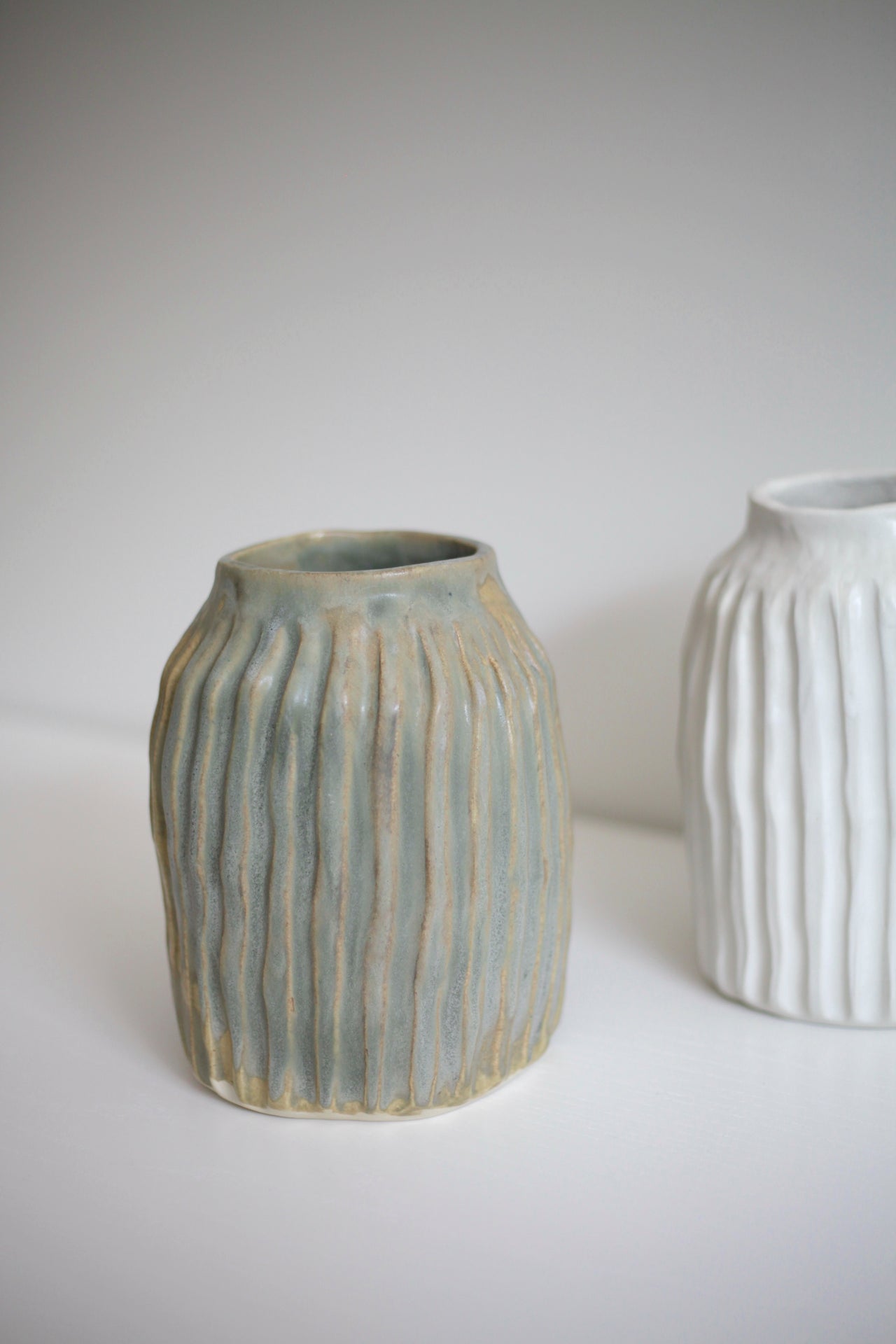 Anemone Ceramics Corrugated Vase Kelp