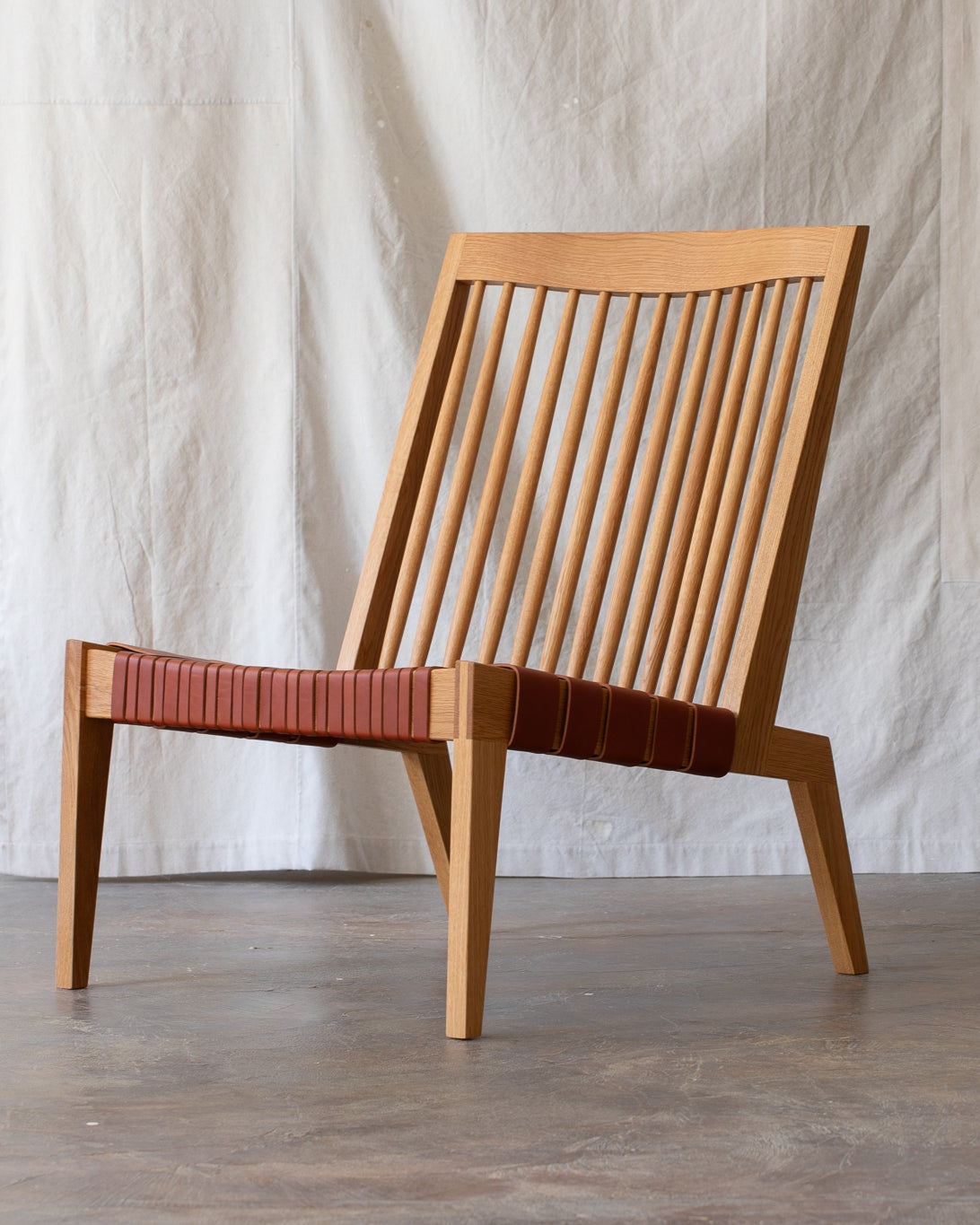 Swift Easy Chair White Oak + Bridle Leather Weave