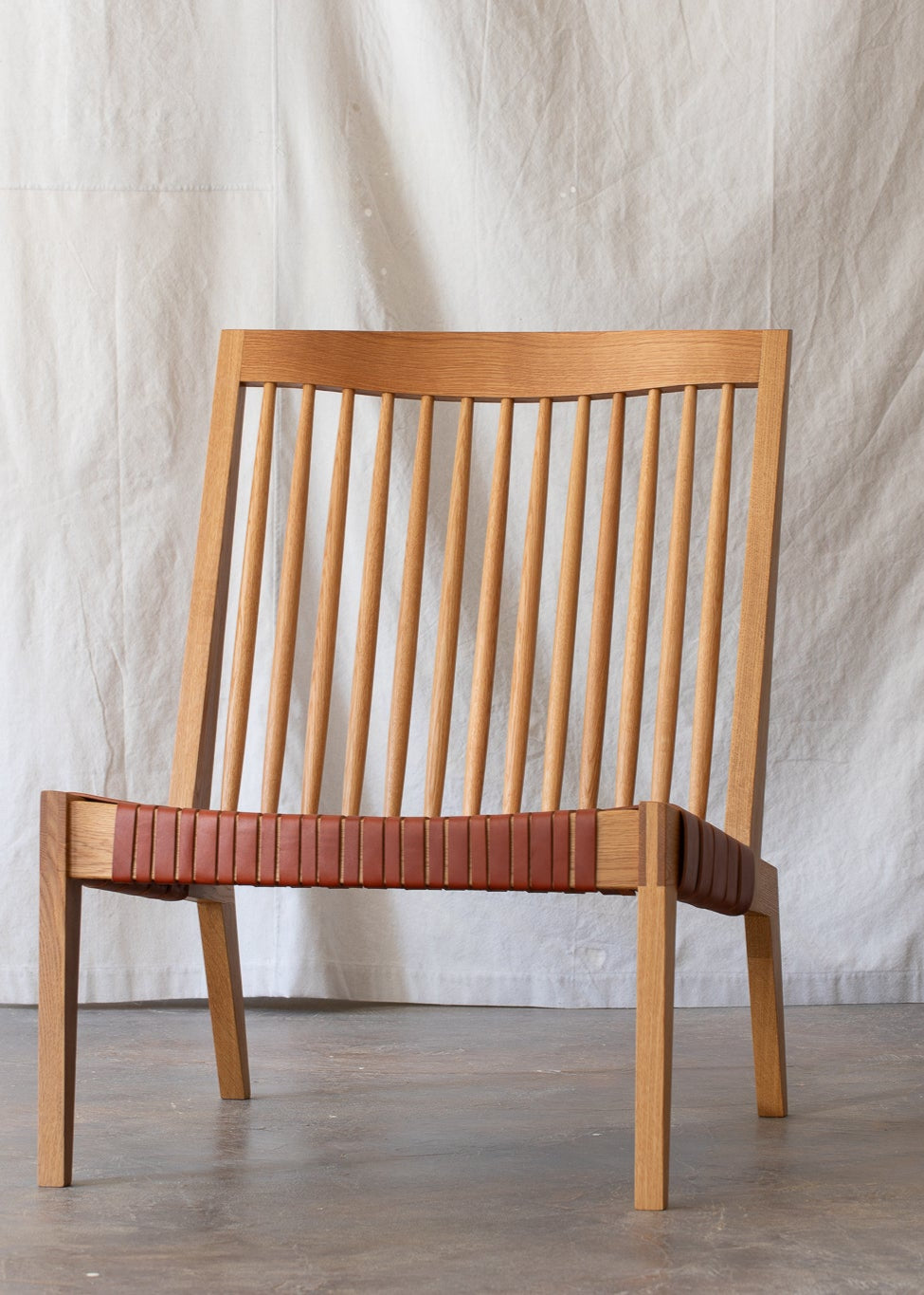 Swift Easy Chair White Oak + Bridle Leather Weave