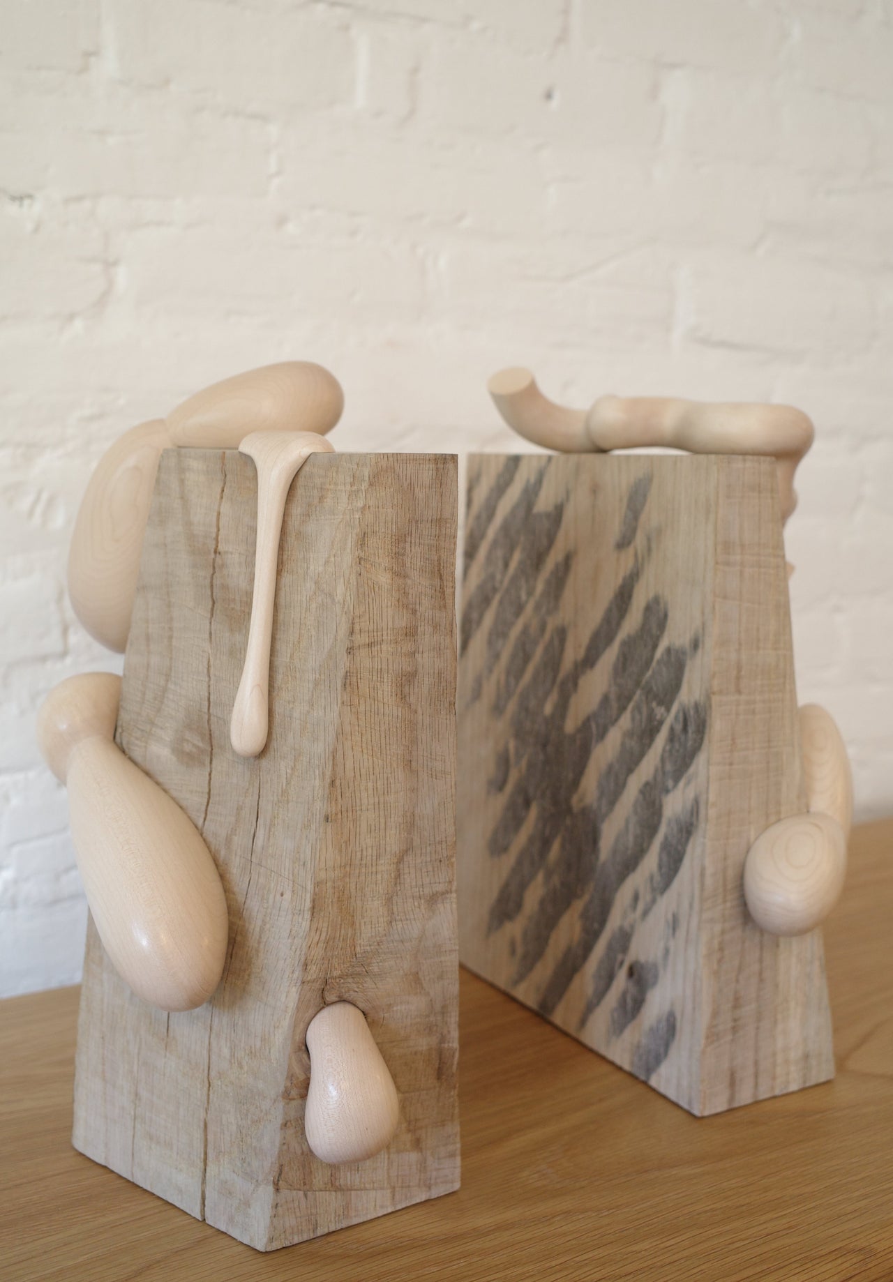 Ariele Alasko Hand Carved Wood Bookends