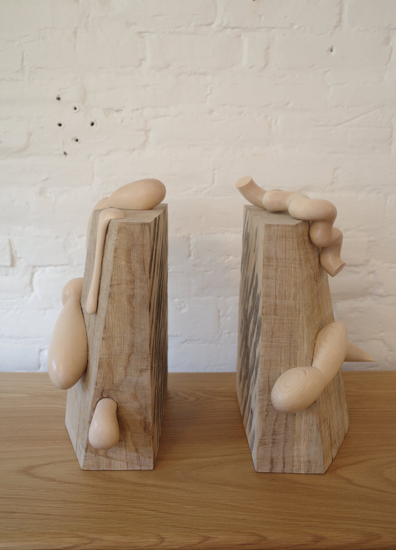 Ariele Alasko Hand Carved Wood Bookends
