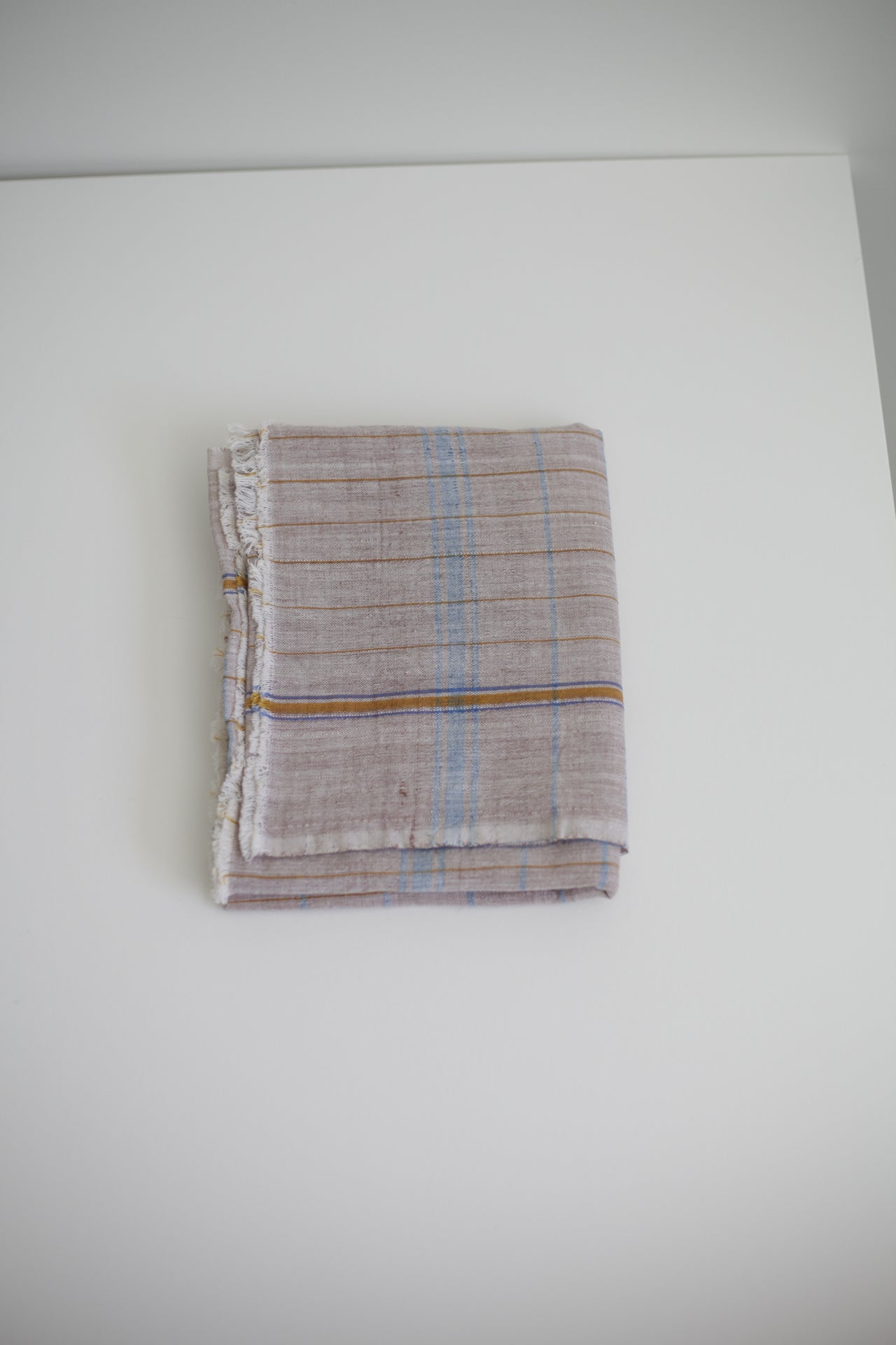 Indian Khadi Textile Brown Windowpane