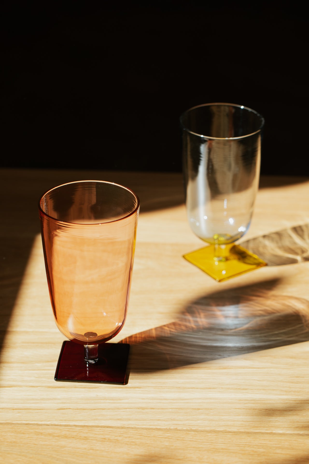 Handblown Glass Pedestal Vase Wine