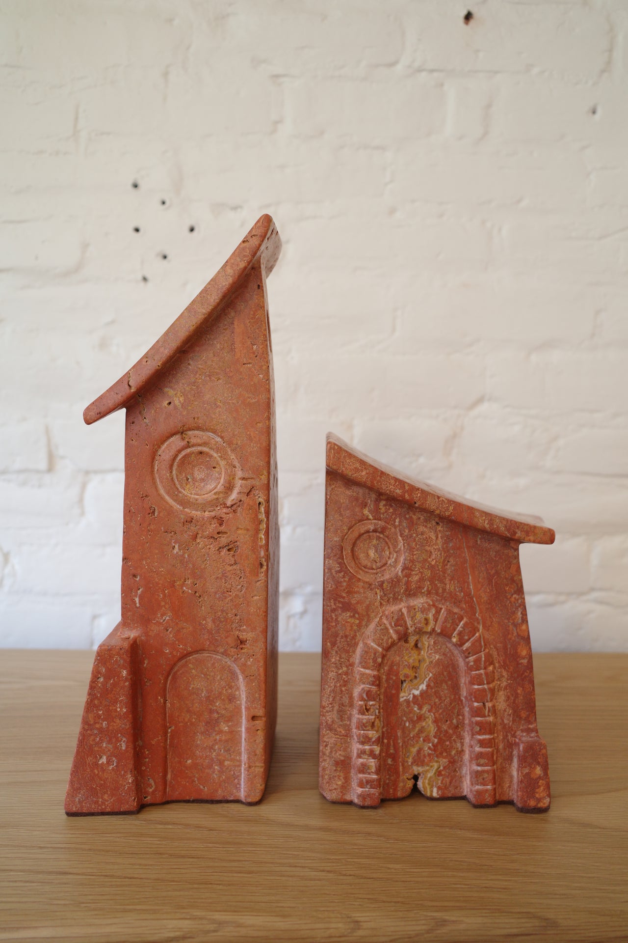 Christopher Belluschi Travertine Bookends