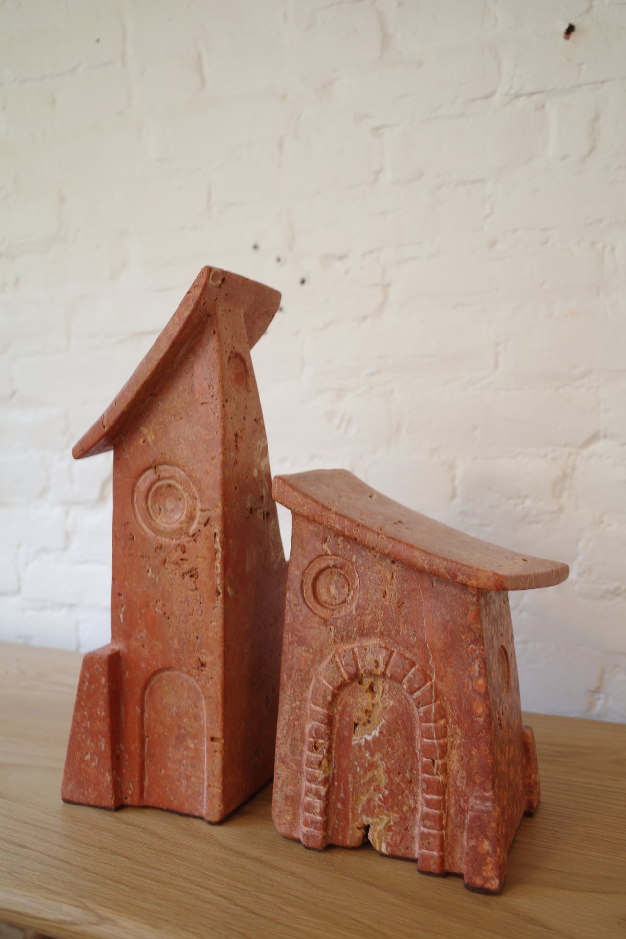 Christopher Belluschi Travertine Bookends